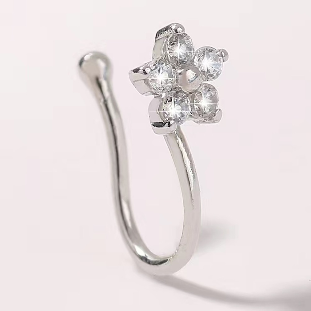 Crystal Flower Fake Nose Ring